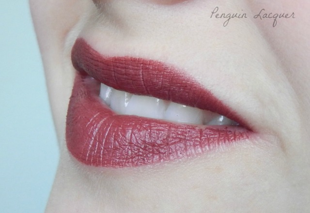 ps love velvet matte lipstick crayon black cherry mouth open